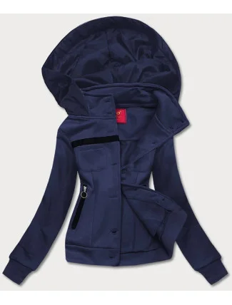 Tmavomodrá krátka dámska rozopínacia mikina (AMG-63)