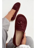 Kožené semišové barefoot mokasíny Zazoo 322 burgundy