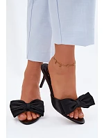Dámské sandály na jehlovém podpatku s mašlí Černé Jelessa