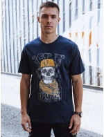 Pánske tričko s potlačou tmavomodré FashionStreet RX5618