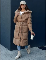 Dámsky prešívaný kabát CLOUTIQUE tmavo béžový FashionStreet TY4371