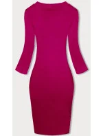 Priliehavé rebrované šaty vo fuchsiovej farbe s okrúhlym výstrihom (5131-08) Priliehavé rebrované šaty vo fuchsiovej farbe s okrúhlym výstrihom (5131-08)