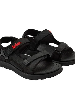 Lee Cooper pánske sandále na suchý zips na leto čierne ľahké