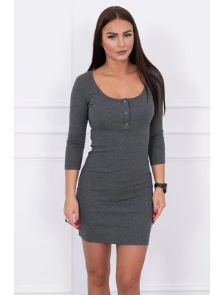 Šaty s gombíkovým výstrihom v grafitovej farbe Šaty s gombíkovým výstrihom v grafitovej farbe