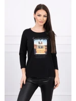 Blúzka s potlačou Letné auto čierna Blúzka s potlačou Letné auto čierna