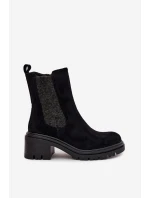 Botki Sztyblety Damskie Ocieplane Na Klocku Czarne Zoralia