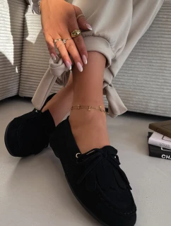 Dámské mokasíny s šněrováním a třásněmi Černé Glorina