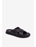 Big Star Pánske kožené papuče TT174217 Black