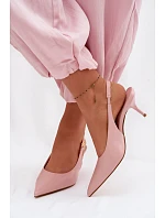 Dámské sandály z umělé kůže na podpatku Růžové Jelissey