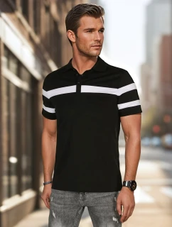 Pánske polo tričko s pruhmi čierne FashionStreet PX0631