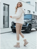 Dámsky krátky kabát ELMIRIS béžový kožuch FashionStreet TY4994