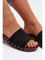 Dámské pantofle s nýty na nízkém podpatku Černé Amelvessa