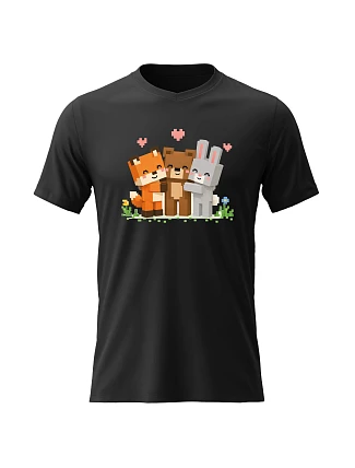 Pánske bavlnené tričko s potlačou - PIXEL ANIMALS - čierne Pánske bavlnené tričko s potlačou - PIXEL ANIMALS - čierne