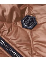 Dámska vesta v karamelovej farbe s kapucňou (B0130-22)