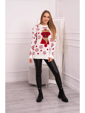 Vianočný sveter s medvedíkom vo farbe ecru