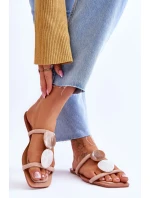 Zamszowe Klapki Z Ozdobami Nude Victoria