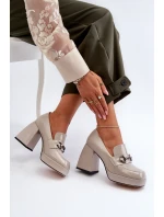 Półbuty Lakierowane Damskie Na Słupku Szare D&A MR38-906