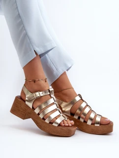 Zazoo 40410 Skórzane Sandały Damskie Złote