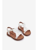 Lakierowane Sandałki Dziecięce Z Kokardką Na Rzep Białe Joratia