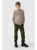 Chłopięce Spodnie Joggery Casual Gładkie 4F 4FJWMM00TTROM0812-43S Khaki