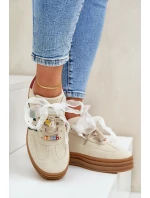 Sneakersy Damskie Z Przypinkami Beżowe Jariana