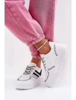 Sneakersy Damskie Na Platformie Biało-Czarne Ofenale