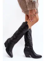 Dámske kožené kovbojské topánky na vysokom podpätku Black Sloana Dámske kožené kovbojské topánky na vysokom podpätku Black Sloana