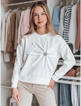 Dámska oversize blúzka s kvetom PETITKA ecru FashionStreet BY1387