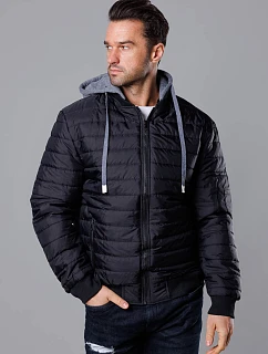 Pánska bunda bomber s kapucňou čierna (8M985-392)