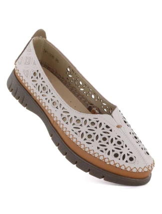 Dámske kožené ažurové poltopánky Sergio Leone v sivej farbe SP006