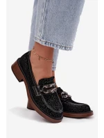 Semišové dámske mokasíny s ozdobou D&A MR52-176 Black