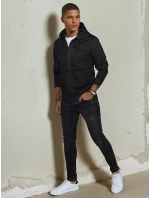 Pánska mikina na zips s kapucňou čierna FashionStreet BX5644