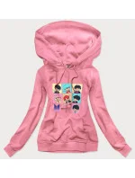 Ružová dámska športová mikina s potlačou (N7283)