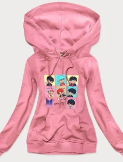 Ružová dámska športová mikina s potlačou (N7283)