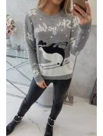 Sveter s vianočným motívom sivý