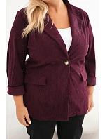 Dámske manšestrové nohavice vo veľkosti plus size s klopami a vreckami, slivkovej farby Dámske manšestrové nohavice vo veľkosti plus size s klopami a vreckami, slivkovej farby