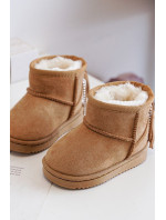 Detské zateplené snehové topánky s strapcami Camel Mikyla