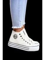 Dámske vysoké tenisky GG274013 White with Black - Big Star Dámske vysoké tenisky GG274013 White with Black - Big Star