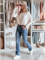 Dámske džínsové zvonové nohavice s opaskom FITLOW modré FashionStreet UY2466
