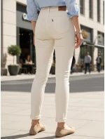 Dámske skinny džínsy s vysokým pásom ecru FashionStreet UY2864