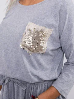 Šaty s flitrovým vreckom šedé