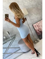 Modré nariasené šaty bez ramienok Modré nariasené šaty bez ramienok