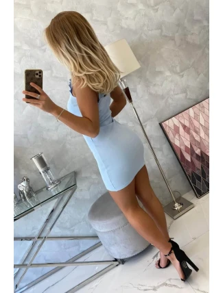 Modré nariasené šaty bez ramienok Modré nariasené šaty bez ramienok