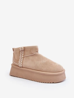 Śniegowce Na Platformie Ze Wzorem Beżowe Udra