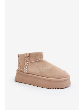 Śniegowce Na Platformie Ze Wzorem Beżowe Udra