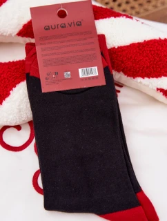 Pánské vánoční ponožky s nápisem a usmívajícím se Santa Černé