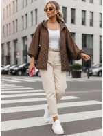 Dámska prechodná oversize bunda s kapucňou hnedá FashionStreet TY5593 Dámska prechodná oversize bunda s kapucňou hnedá FashionStreet TY5593