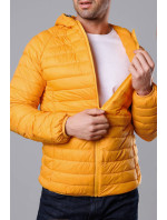 Pánska prešívaná bunda vo farbe kurkumy s kapucňou (HM112-10)