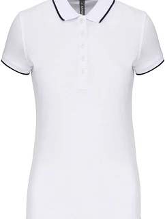 Kariban K 252 Dámske kontrastné polo tričko s piké vzorom 20.K252 biele/námornícka modrá/biele