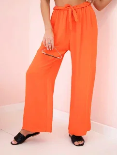 Široké nohavice v páse tmavo oranžové